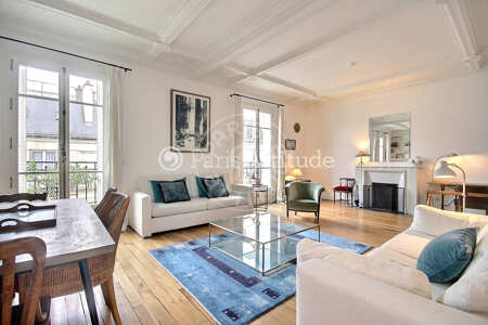 Salon Appartement meublé - 106m² - 2 chambres - Jasmin / Mozart - Paris