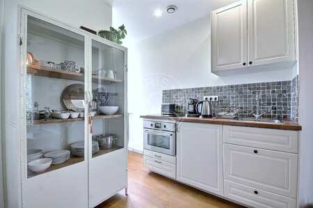 Kitchen Furnished apartment - 32m²  - 1 bedroom - Canal de l'Ourcq - Paris