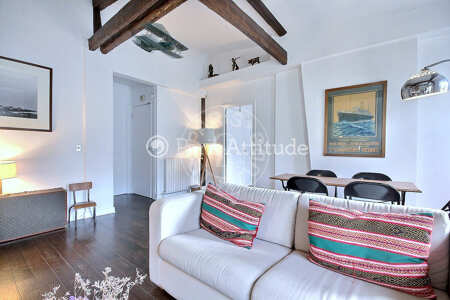Salon Appartement meublé - 53m²  - 1 chambre - Latin / Saint-Michel - Paris