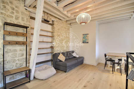 Salon Appartement meublé - 38m²  - 1 chambre - Porte de Clichy - Paris