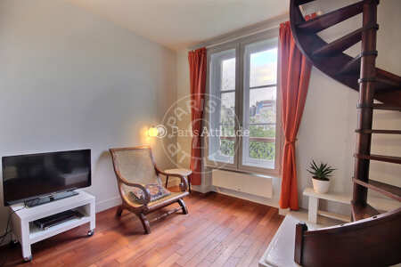 Living room Furnished duplex - 42m²  - 1 bedroom - Marx Dormoy - Paris