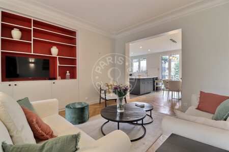 Living room Furnished apartment - 95m²  - 2 bedrooms - Rue de la Pompe - Paris