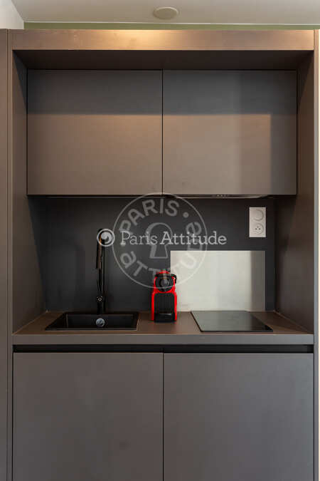 Kitchen Furnished studio - 16m²  - Marx Dormoy - Paris