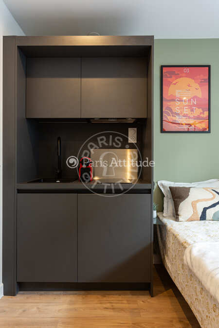 Kitchen Furnished studio - 13m²  - Marx Dormoy - Paris