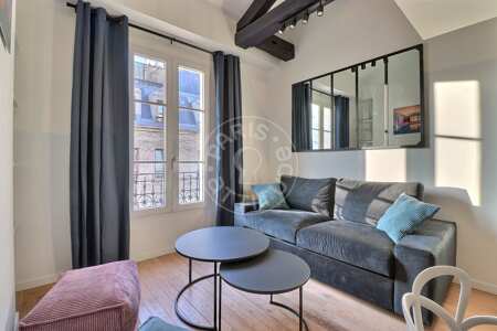 Salon Appartement meublé - 41m²  - 1 chambre - Tour Eiffel - Paris