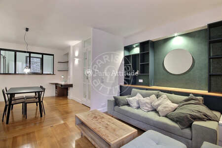 Living room Furnished apartment - 57m² - 1 bedroom - Batignolles - Paris