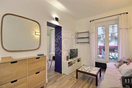 Living room Furnished apartment - 22m²  - 1 bedroom - Jules Joffrin - Mairie du 18ème - Paris