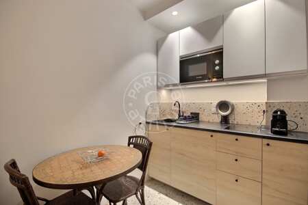 Kitchen Furnished apartment - 22m²  - 1 bedroom - Jules Joffrin - Mairie du 18ème - Paris
