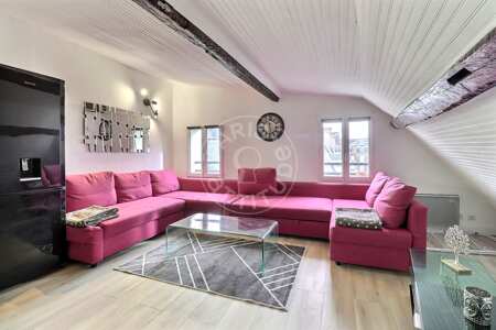 Salon Appartement meublé - 55m²  - 3 chambres - Châtelet - Paris