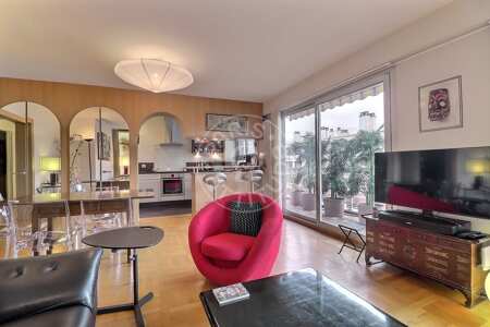 Living room Furnished apartment - 79m²  - 2 bedrooms - Plaisance / Pernety - Paris