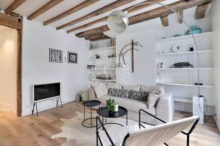Salon Appartement meublé - 47m²  - 1 chambre - Oberkampf - Paris