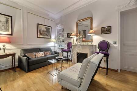 Salon Appartement meublé - 45m²  - 1 chambre - Rue de la Pompe - Paris