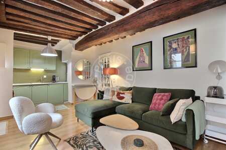Salon Appartement meublé - 37m²  - 1 chambre - Saint-Germain - Paris