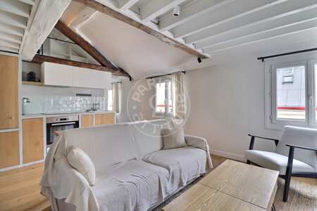 Living room Furnished duplex - 39m²  - 1 bedroom - Grands Boulevards / Bonne Nouvelle - Paris