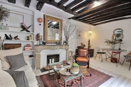 Salon Appartement meublé - 40m²  - 1 chambre - Centre George Pompidou - Paris