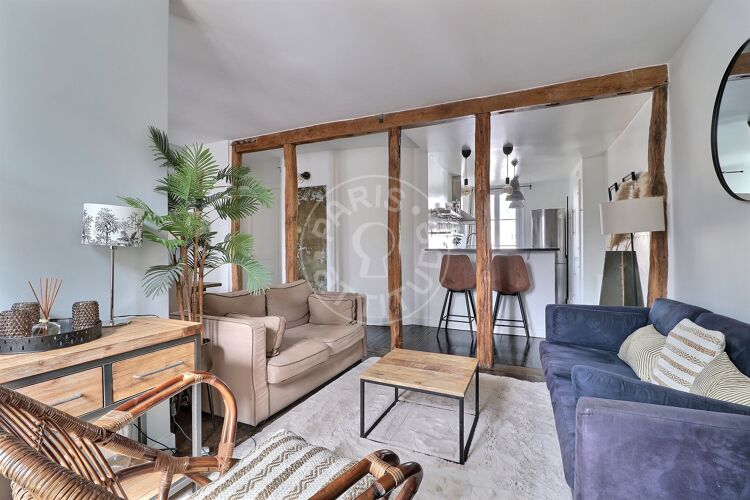 Living room - Furnished 2 bedrooms - Levallois-Perret 92300 - 16988