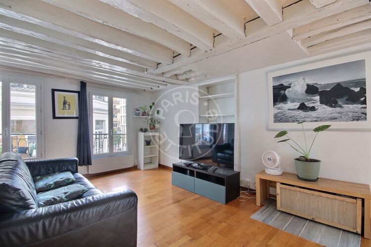 Living room - Furnished 1 bedroom - Paris 75002 - 17075