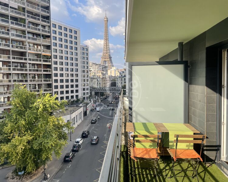 Salon - 1 chambre meublé - Paris 75015 - 17091