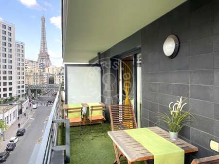 Balcon Appartement meublé - 48m²  - 1 chambre - Bir-Hakeim - Paris