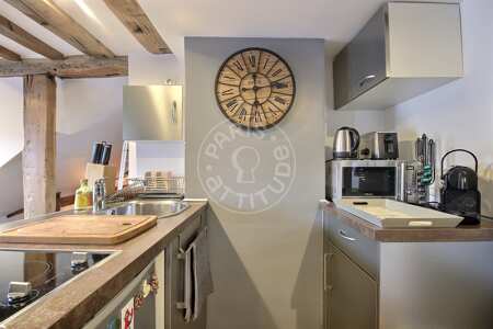 Cuisine Studio alcove meublé - 28m²  - Pyramides / Palais Royal - Paris