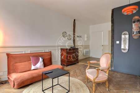 Salon Appartement meublé - 35m²  - 1 chambre - Faubourg Saint-Martin - Paris
