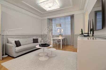 Living room Furnished apartment - 78m²  - 2 bedrooms - Triangle d'Or - Paris