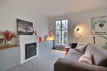 Living room Furnished apartment - 59m²  - 2 bedrooms - Sacré-Cœur - Paris