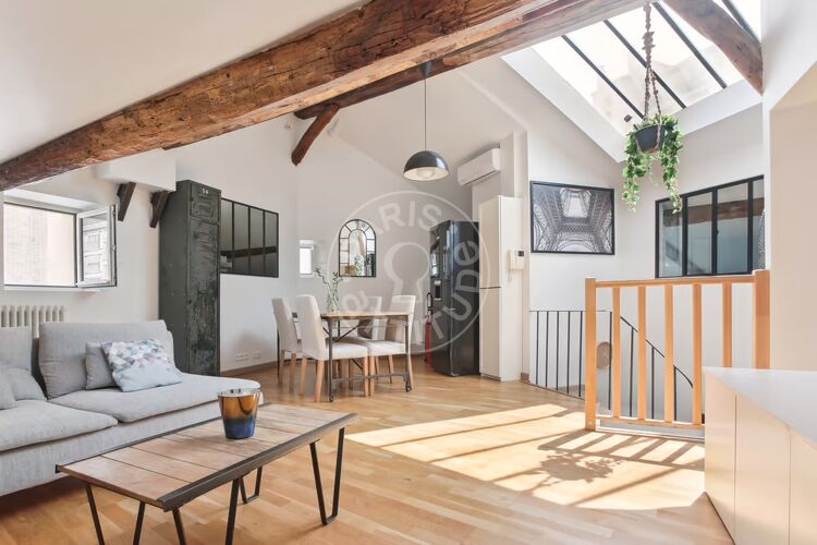 Living room - Furnished 2 bedrooms - Paris 75015 - 17330