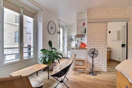 Living room Furnished studio - 19m²  - Belleville - Paris