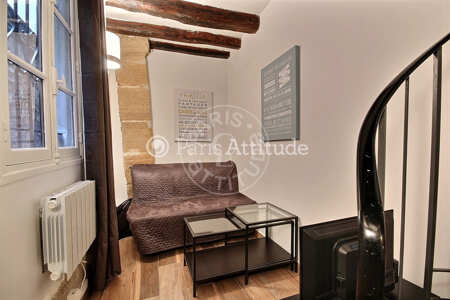 Living room Furnished studio - 18m²  - Montorgueil - Paris