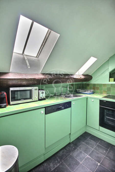 Cozinha Apartamento mobilado - 50m²  - 1 quarto - Saint-Paul - Paris