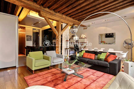 Sala Apartamento mobilado - 100m²  - 1 quarto - Saint-Paul - Paris