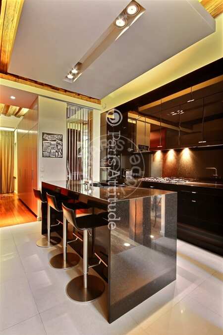 Cozinha Apartamento mobilado - 100m²  - 1 quarto - Saint-Paul - Paris