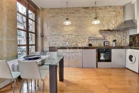 Cozinha Apartamento mobilado - 50m²  - 1 quarto - Louvre - Paris