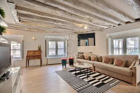 Salon Appartement meublé - 88m²  - 2 chambres - Invalides - Paris