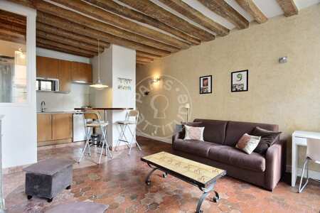 Living room Furnished studio - 28m²  - Saint-Germain - Paris