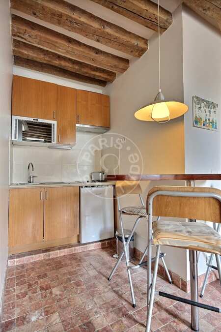 Kitchen Furnished studio - 28m²  - Saint-Germain - Paris
