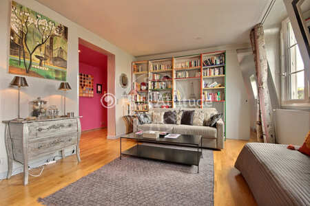 Salon Appartement meublé - 65m²  - 1 chambre - Latin / Saint-Michel - Paris