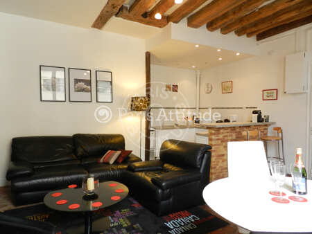 Sala Apartamento mobilado - 50m²  - 1 quarto - Hôtel de Ville - Paris