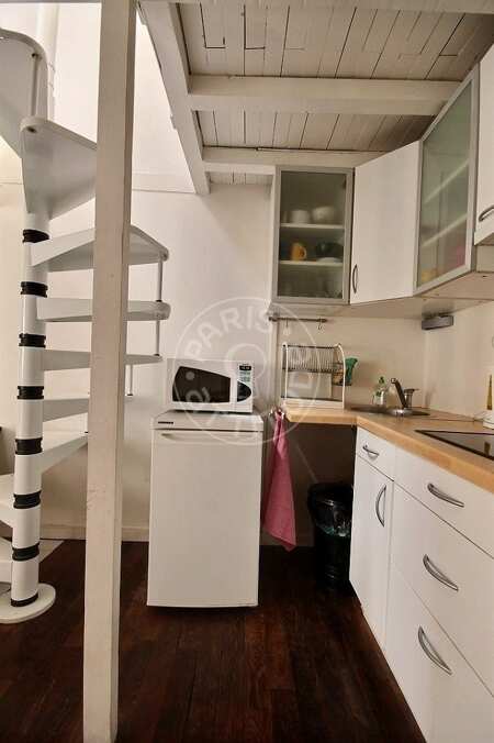 Kitchen Furnished duplex - 31m²  - 1 bedroom - Alésia - Paris