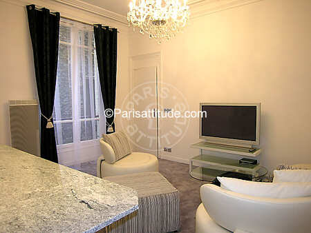 Salon Appartement meublé - 50m²  - 1 chambre - Triangle d'Or - Paris