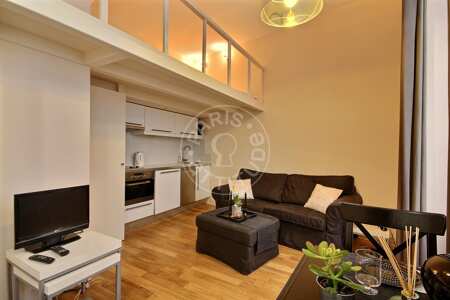 Living room Furnished studio - 22m²  - Montorgueil - Paris