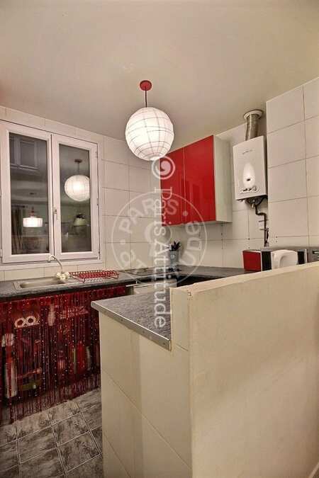 Cozinha Apartamento mobilado - 34m²  - 1 quarto - République - Paris