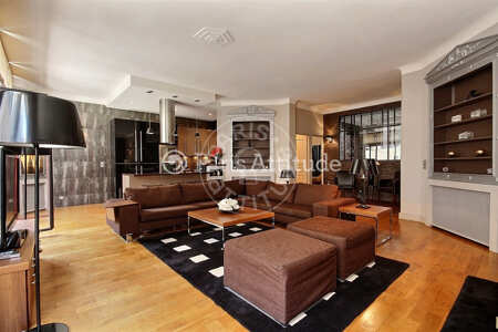 Salon Appartement meublé - 120m²  - 2 chambres - Pereire - Paris