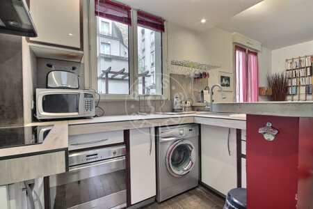 Kitchen Furnished apartment - 35m²  - 1 bedroom - Pereire - Paris