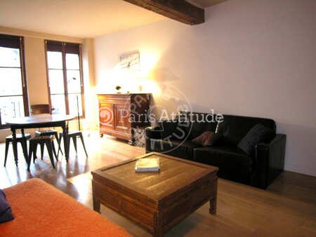 Salon Appartement meublé - 45m²  - 1 chambre - Ile Saint-Louis - Paris