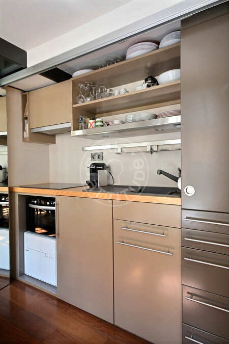 Cuisine Studio alcove meublé - 25m²  - Saint-Paul - Paris