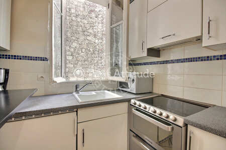 Kitchen Furnished apartment - 40m²  - 1 bedroom - Maison de la Radio - Paris