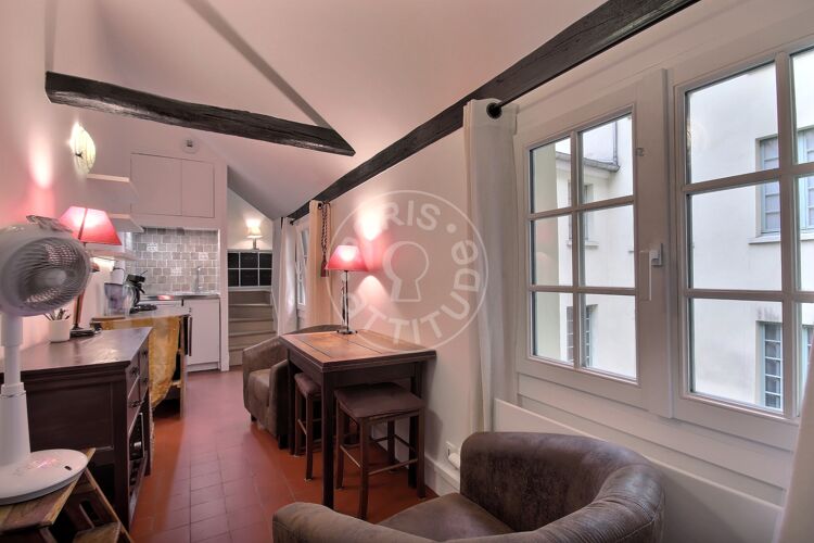 Living room - Furnished studio alcove - Paris 75004 - 4606