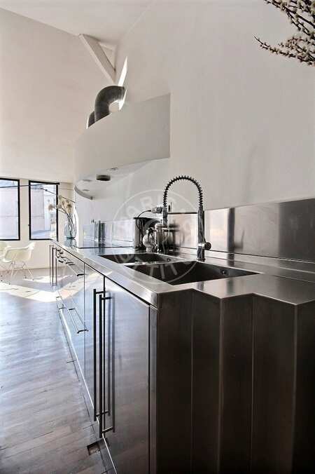 Kitchen Furnished loft - 180m²  - 3 bedrooms - Musée Picasso - Paris
